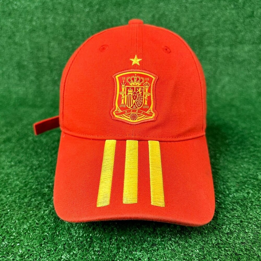 Adidas Spain National Soccer Team Ball Cap Red Sport Hat Adjustable Strapback